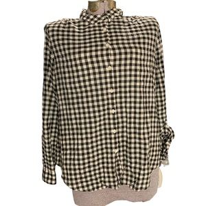 Ann Taylor Factory gingham button down collared shirt